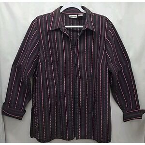 Millenium Womens Plus Size Top  2X Button Up Goth Office Casual‎